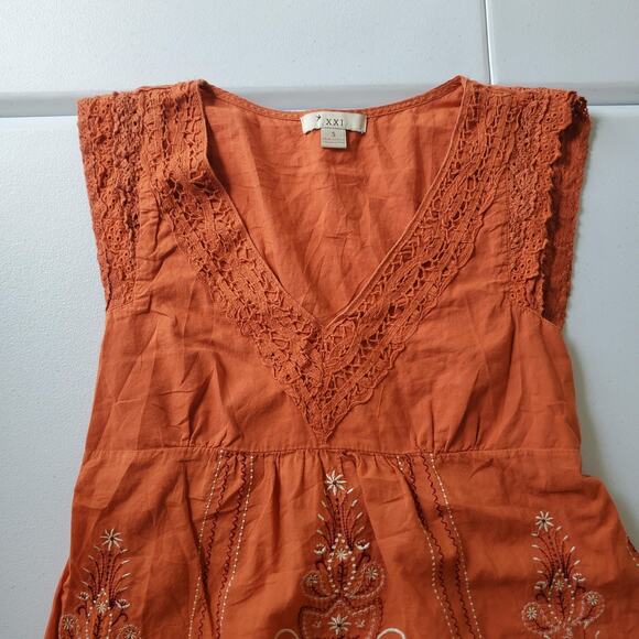 Y2k Babydoll Top Womens Small Boho Embroidered Crochet Sleeveless Fairy Whimsy - Picture 4 of 10